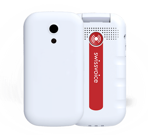 Teléfono móvil SwissVoice S24 2G blanco con auriculares - Audioactive