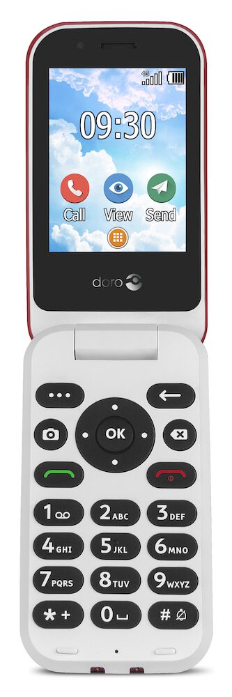 Doro 7030 4G Handy Clam Rot Weiß