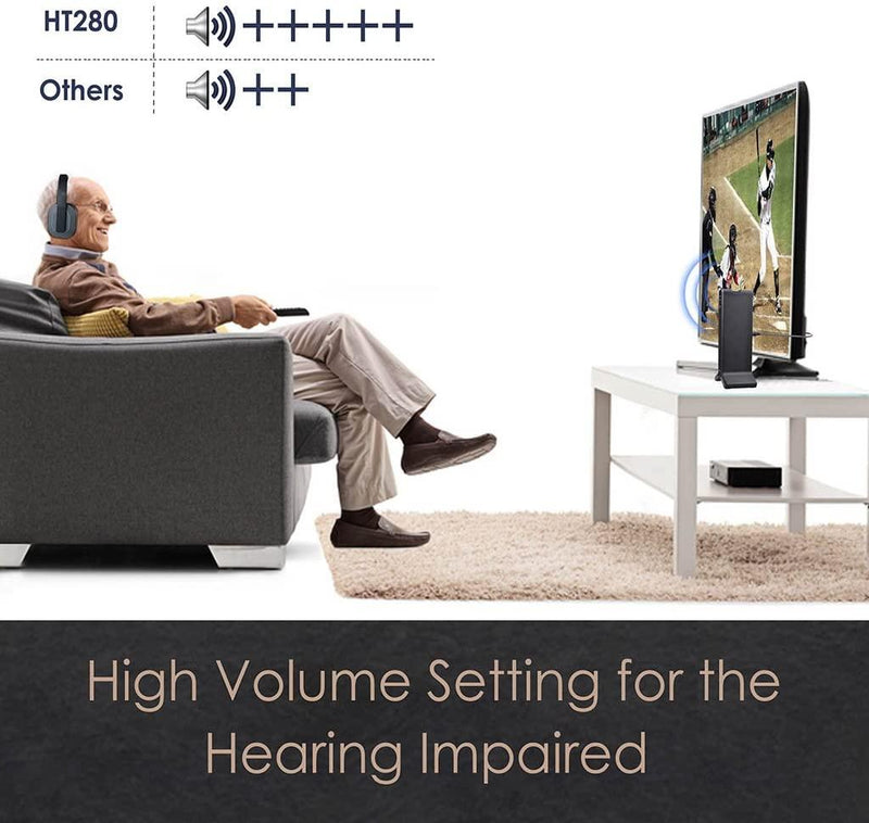Auriculares inalámbricos para TV con base de carga de transmisor RF de  2.4G, rango de 100 pies, Plug and Play, auriculares de TV de alto volumen