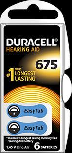 Blister de 6 pilas para audífono - Duracell 675 - Audioactive