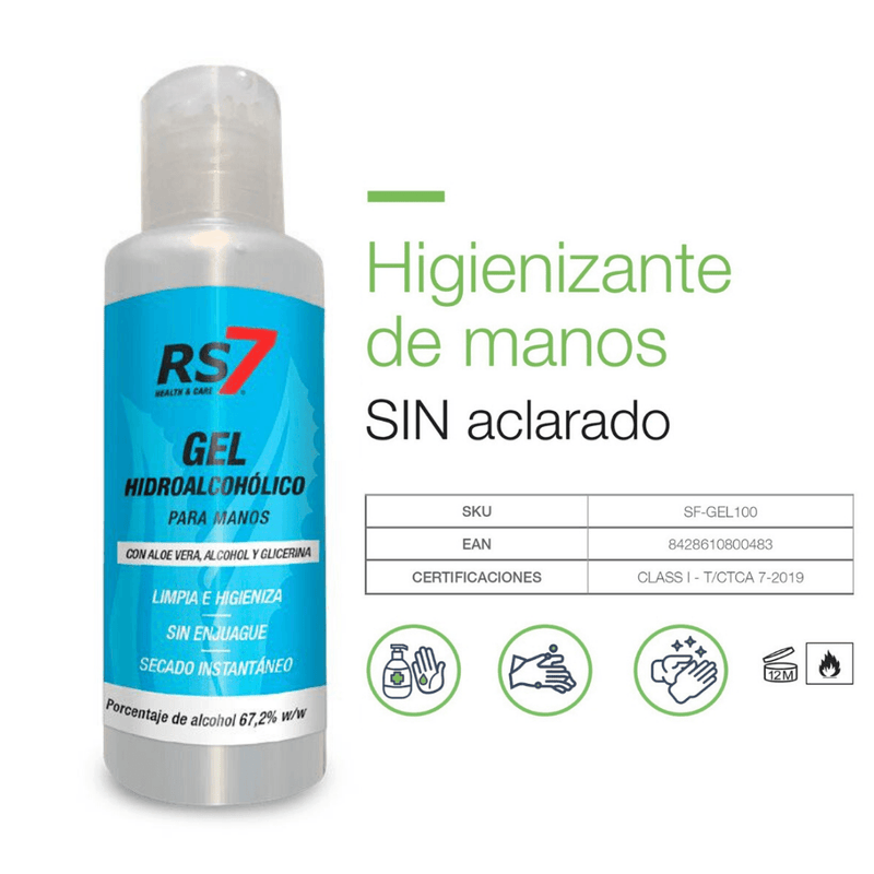 Gel Hidroalcohólico con Aloe Vera 100 ml - RS7 - Audioactive