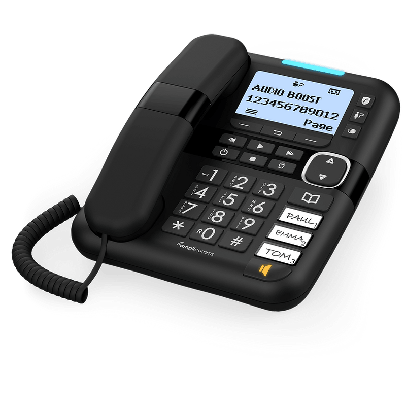 Teléfono Combo Amplicomms bigtel 1580 negro (fijo + inalámbrico) - Audioactive