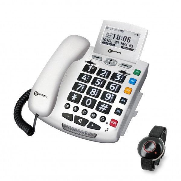 Teléfono fijo con botón grande para personas mayores S, teléfono fijo con  botón grande para personas mayores con llave de memoria de imagen  reemplazable, amplificador