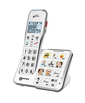  Teléfono de botón grande para personas mayores, teléfonos para  personas con discapacidad auditiva, 9 etiquetas de imagen y 3 teclas de  imagen, cable extralargo de 16.4 pies, teléfonos fijos simples para