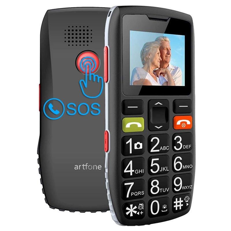 artfone Teléfono Móvil Personas Mayores, 2G Senior Móviles de Teclas  Grandes, fácil de Usar Celular para Ancianos con botón SOS, con una Base de  Carga, Batería de 1400 mAh, Negro : 