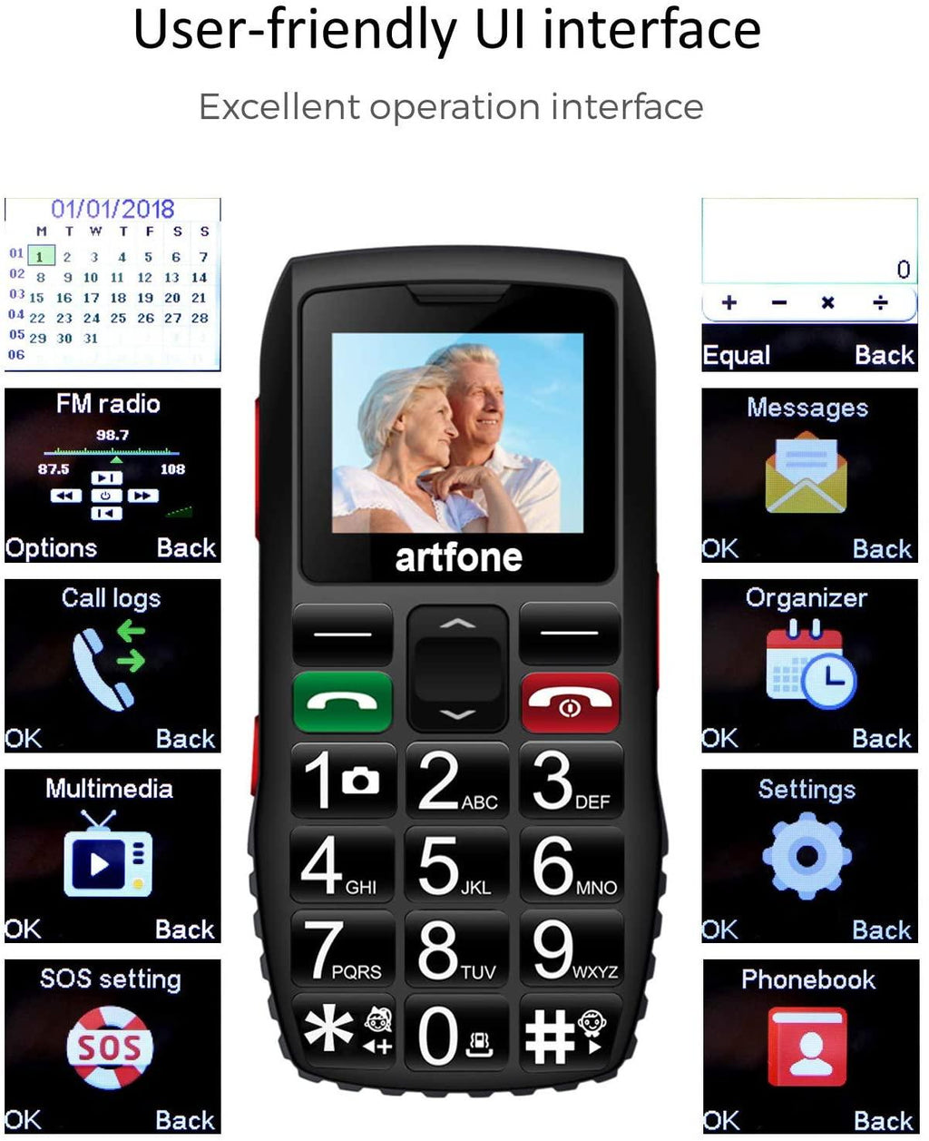 ▷ Chollo Teléfono móvil para mayores Artfone C1 Senior con teclas grandes y  botón SOS por sólo 26,39€ (40% de descuento)
