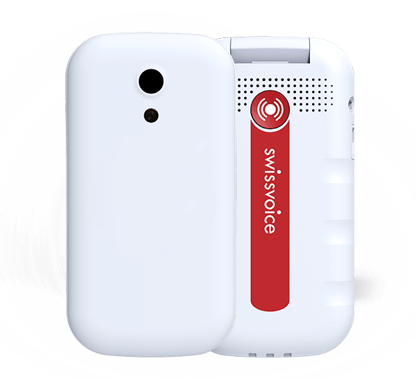 Teléfono móvil SwissVoice S24 2G blanco con auriculares - Audioactive
